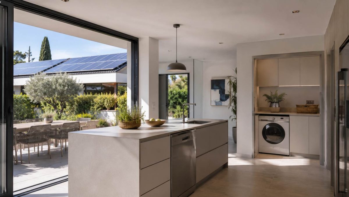 Electrodomésticos eficientes funcionando durante las horas de producción de las placas solares de una vivienda